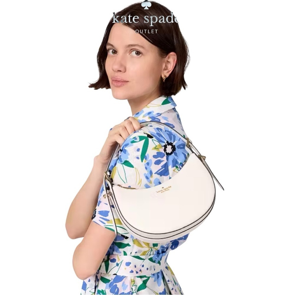 NEW Kate Spade Nova Crescent Shoulder Crossover Leather Bag Light Cream - Picture 2 of 8